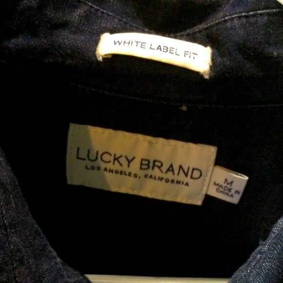 Lucky Brand white label fit denim button down long sleeve shirt mens medium - Picture 2 of 12